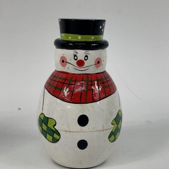 Set of 3 Multicolored Christmas Tree, Matryoshka Joy Nesting Doll And Snowman - Picture 4 of 4